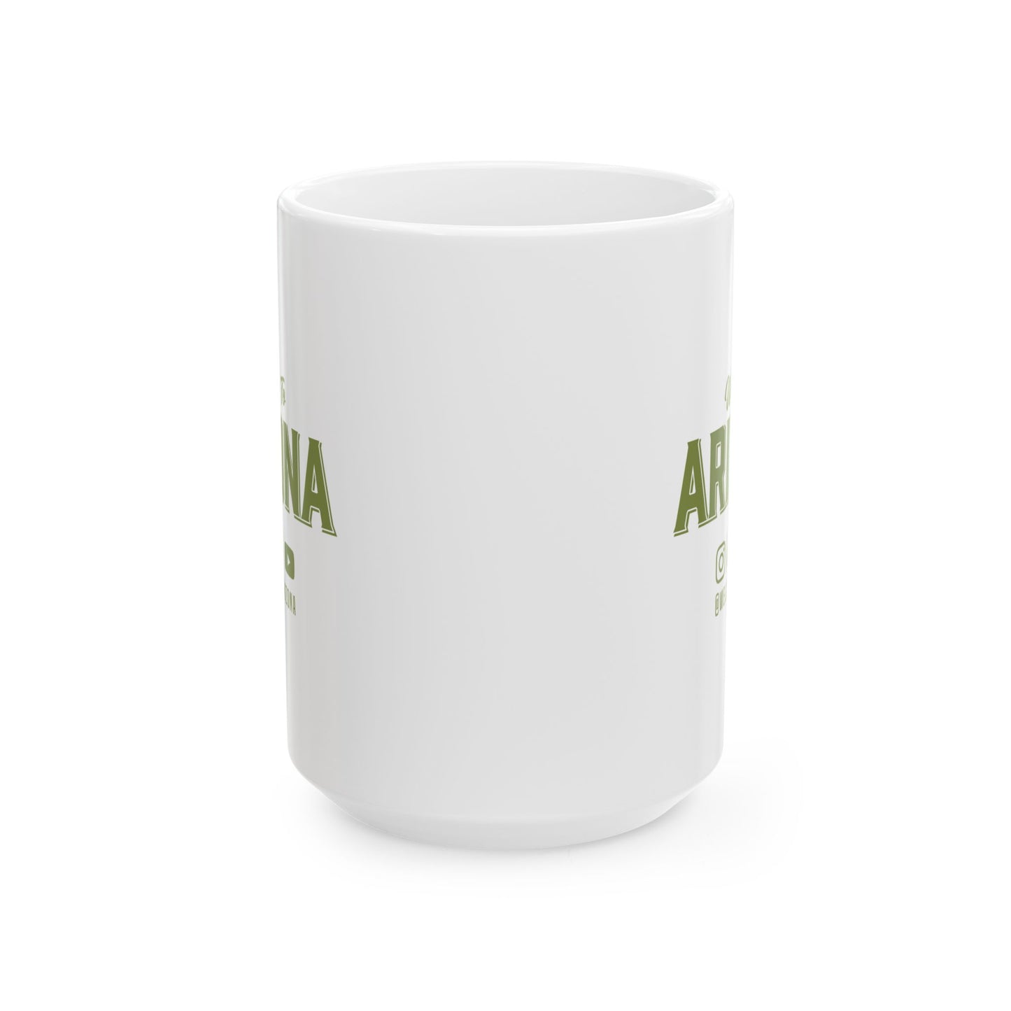Welcome to Arizona Logo & Socials-Green-15 oz Ceramic Mug