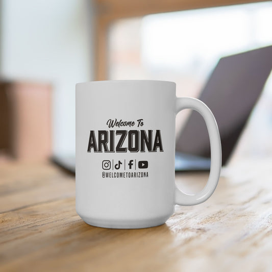 Welcome to Arizona Logo & Socials - 15 oz Ceramic Mug